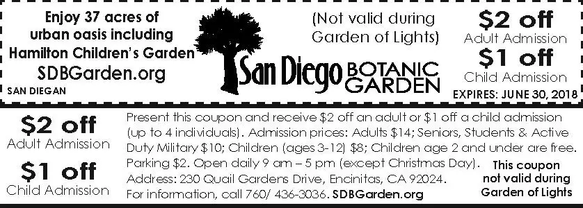 San Diego Botanic Garden Coupon