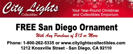 Free San Diego Ornament at City Lights Collectibles