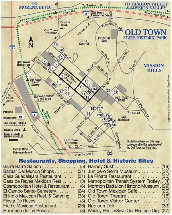 Old Town San Diego Has Great Museums Mexican Restaurants   Old Town Map46 